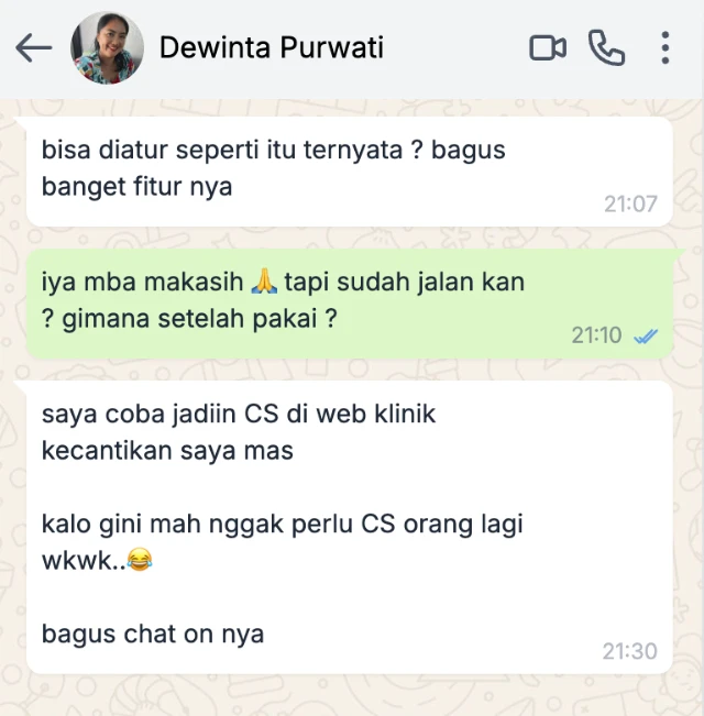 Testimoni Pengguna Chat On 1